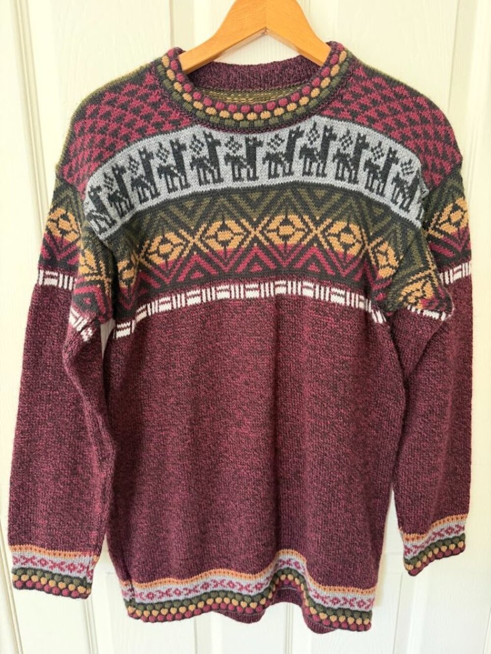 Handmade Alpaca Sweater Red "Medium"